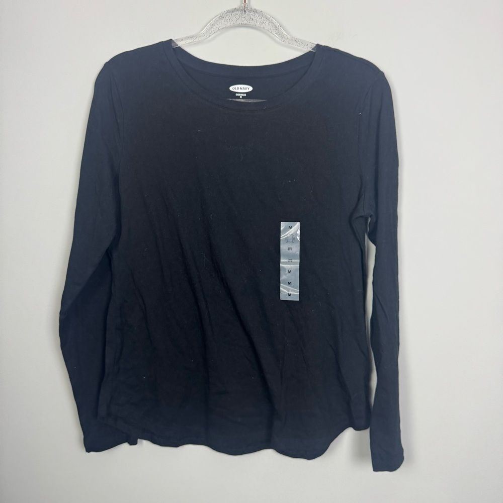 OLD NAVY | NEW Black Long Sleeve Everywear Crewneck Shirt Women’s Size Medium - Picture 2 of 8